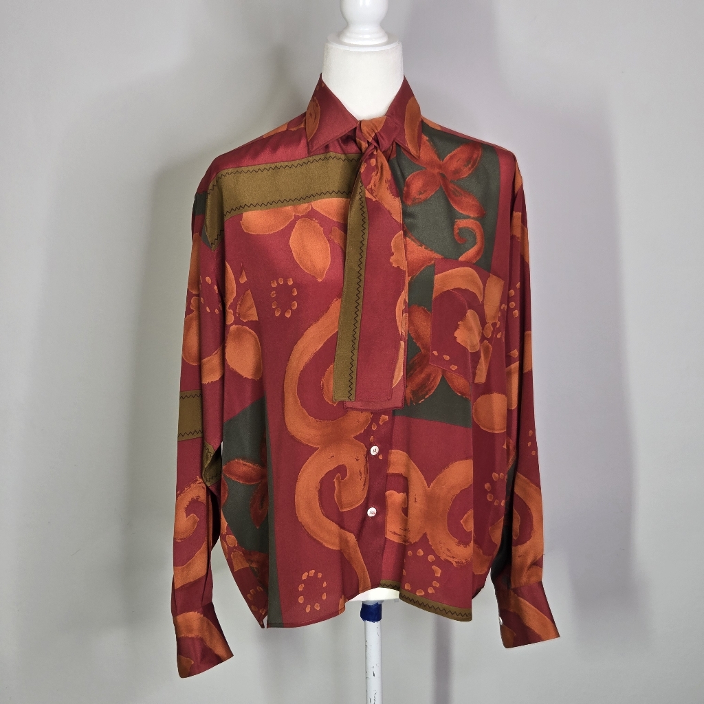 Alberto Aspesi Vintage Floral Silk Blouse Size 42 Us Size L